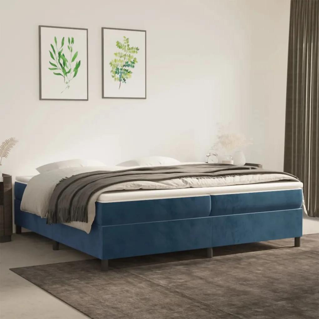3121142 vidaXL Cadru de pat, albastru închis, 200x200 cm, catifea