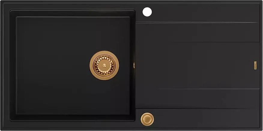 Chiuveta compozit incastrata Quadron Unique Evan 146 XL negru carbon - cupru 100x50 cm