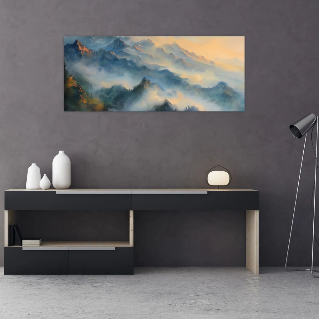 Tablou - Peisaj montan pictat (120x50 cm)