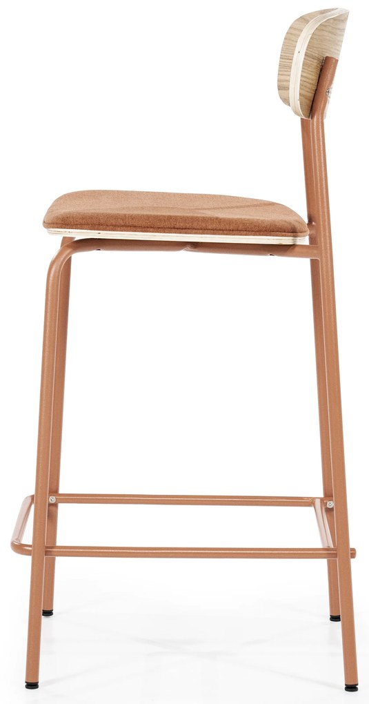 Scaun de bar Skoladin lemn de frasin teracota 95 cm