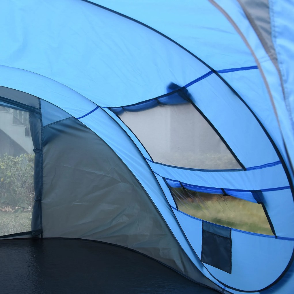 Outsunny Cort de Camping Pop Up pentru 2 Persoane cu 2 Uși, 4 Ferestre și Înveliș Impermeabil, 263.5x220x123 cm, Verde | Aosom Romania