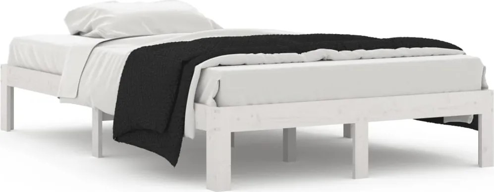 vidaXL Cadru de pat, alb, 120x200 cm, lemn masiv de pin