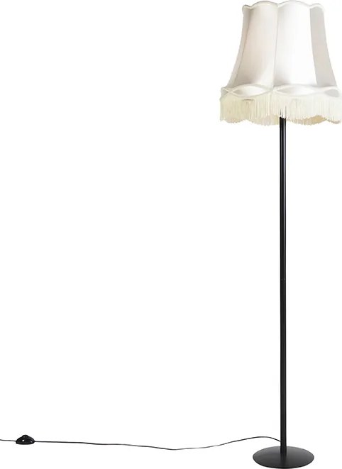 Lampă de podea retro neagră cu abajur crem de tip granny 45 cm - Simplo