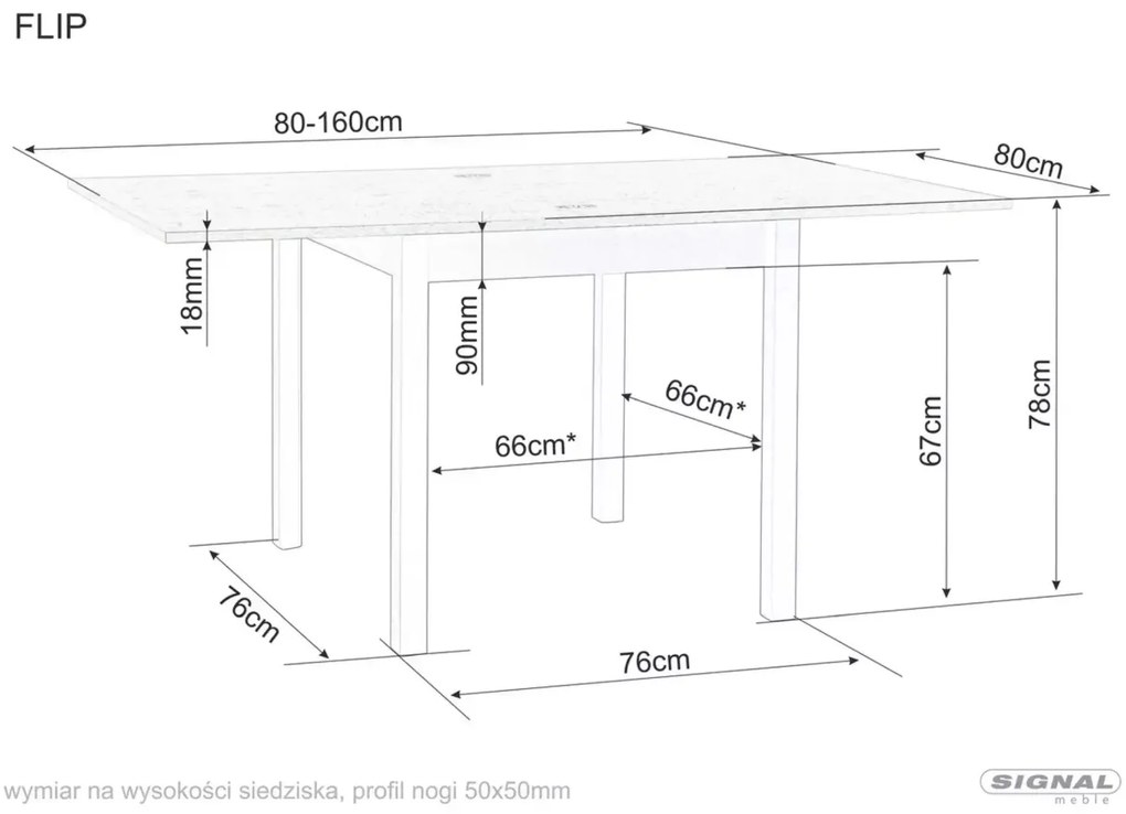 Masa extensibila Flip casmir/stejar cremona torro L80-160xl80 cm