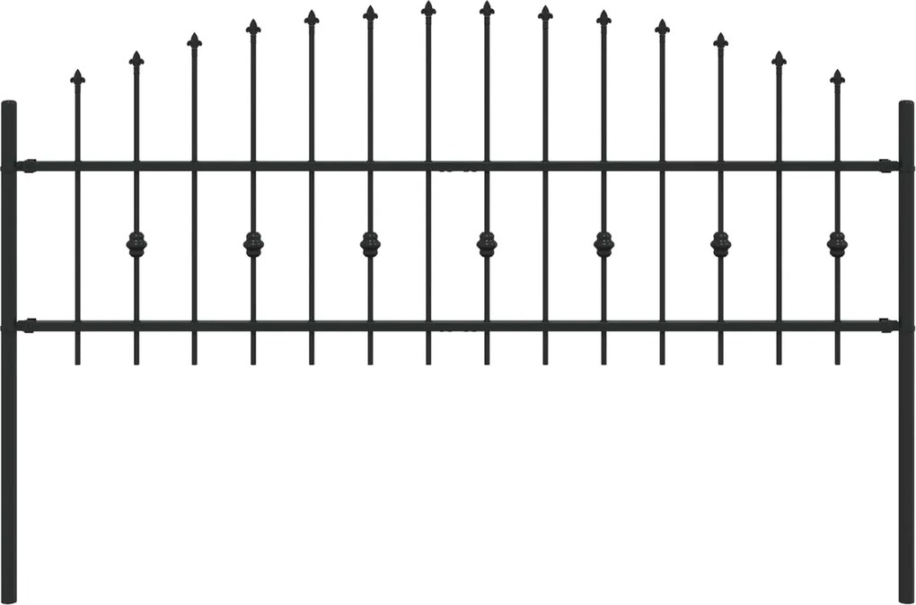 vidaXL Gard cu țărușe Negru 200 x 130 cm Oțel vopsit electrostatic