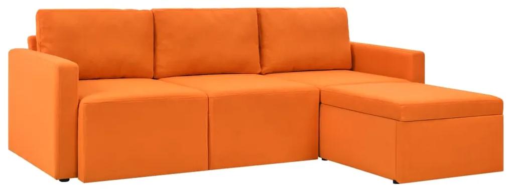 245551 vidaXL Canapea extensibilă cu trei locuri, material textil, portocaliu