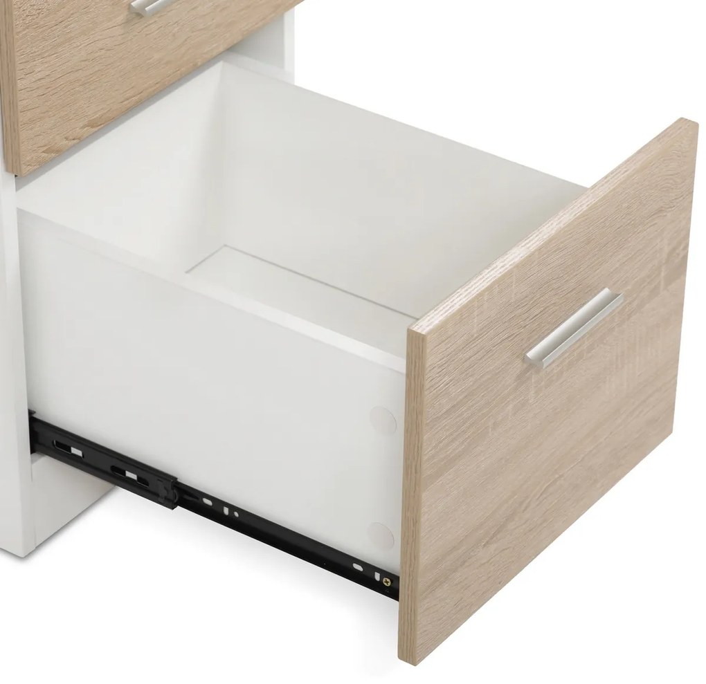 Masă de birou 3218 SON, alb și stejar sonoma