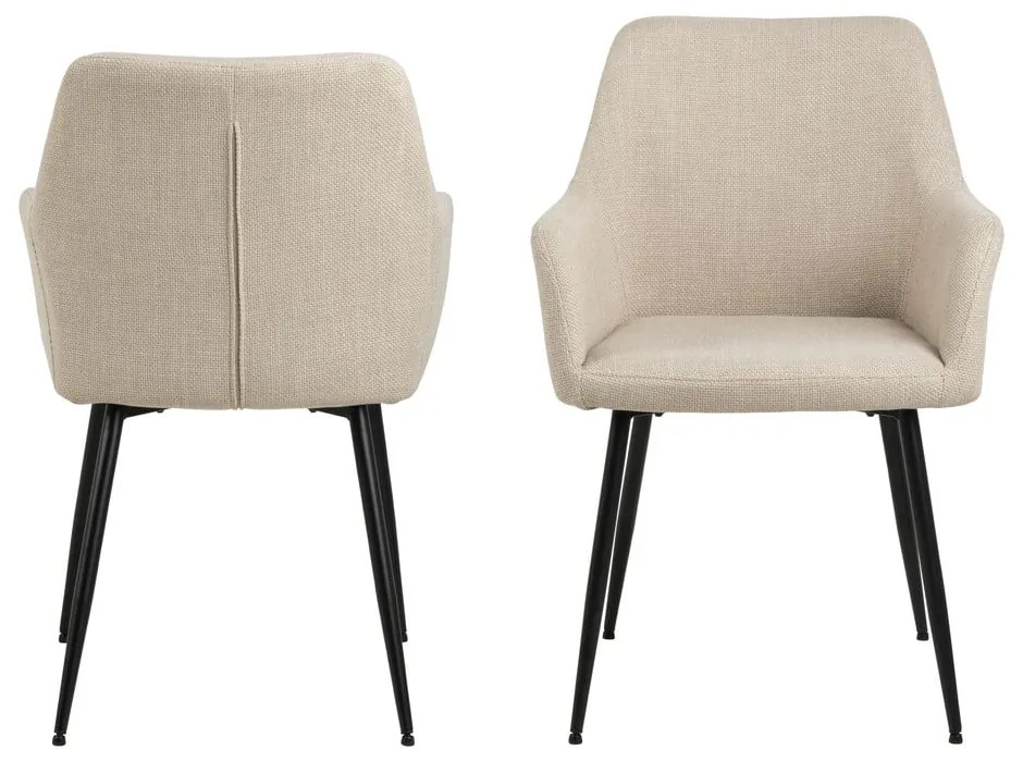 Set de scaune de sufragerie bej cu cotiere 2 buc. tapițat Lizzy – Actona