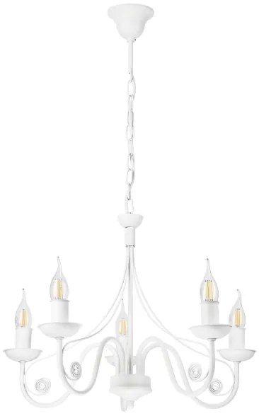 Lustră pe lanț DONATO 5xE14/40W/230V alb