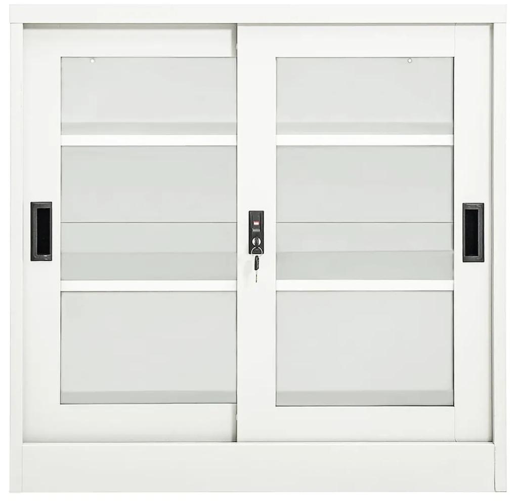 335954 vidaXL Dulap cu ușă glisantă, alb, 90x40x90 cm, oțel