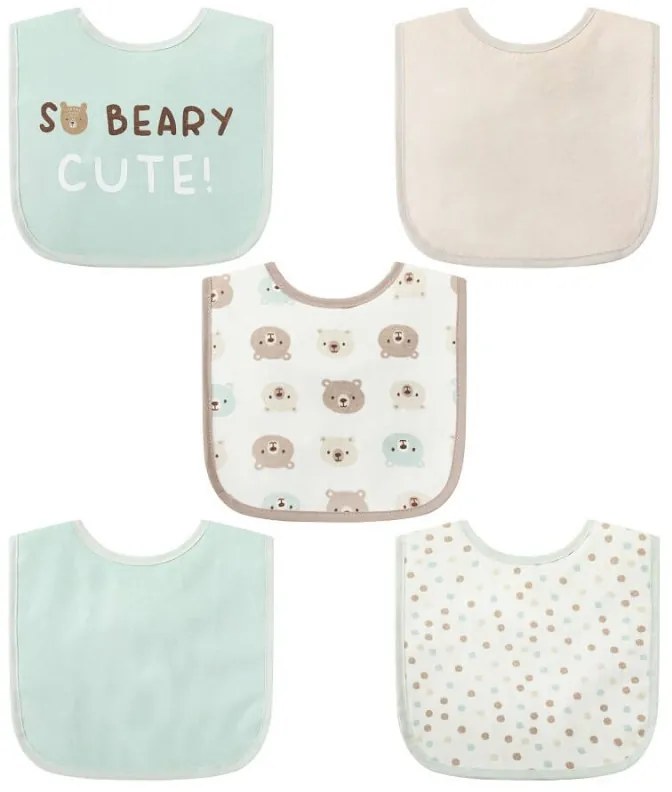 Set bavete pentru bebelusi 5 piese model ursulet Infancie