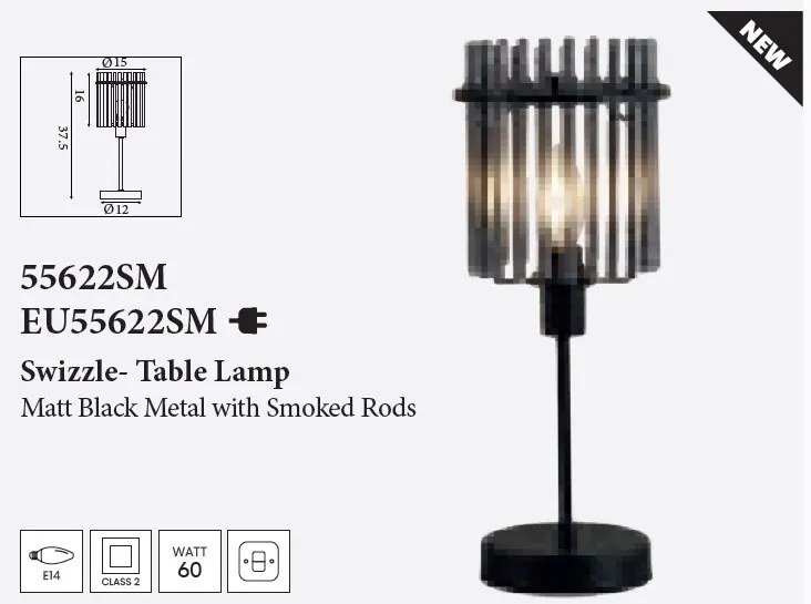 Veioza/Lampa de masa decorativa Swizzle fumurie