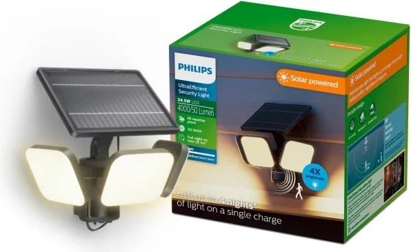 Philips -LED Aplică solară de perete cu senzor ZYREN LED/24,5W/3,7V 2600 mAh 3000K IP65