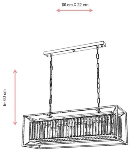 Lustră suspendată pe lanț CRYSTALLINE, 4xE27/6W/230V, finisaj bronz