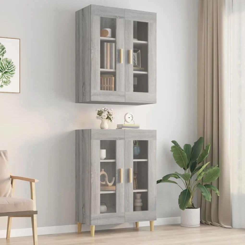 vidaXL Dulap de perete suspendat, gri sonoma, 69,5x34x90 cm