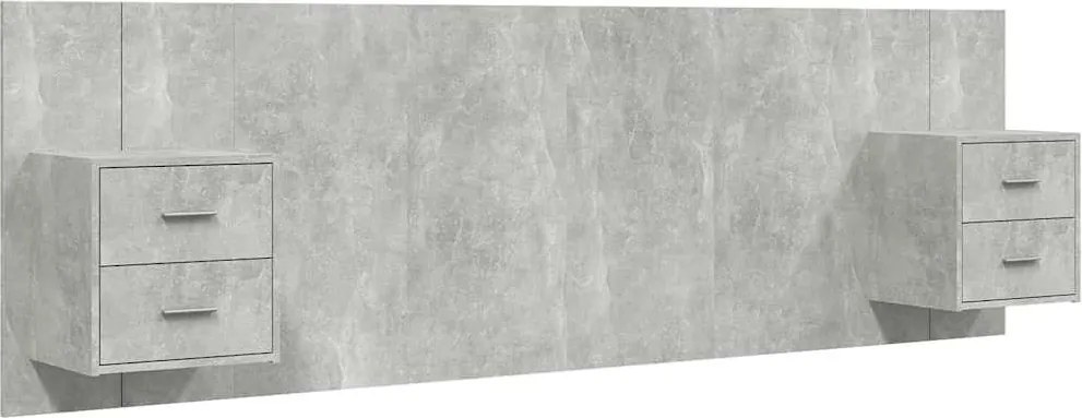 vidaXL Tăblie de pat cu dulapuri, gri beton, lemn prelucrat