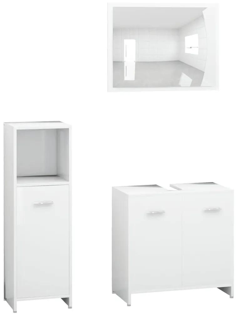 3056907 vidaXL Set mobilier de baie, 3 piese, alb, lemn prelucrat