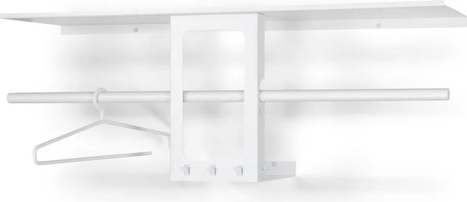 Cuier de perete alb cu raft din oțel 100 cm Luno Small – Spinder Design