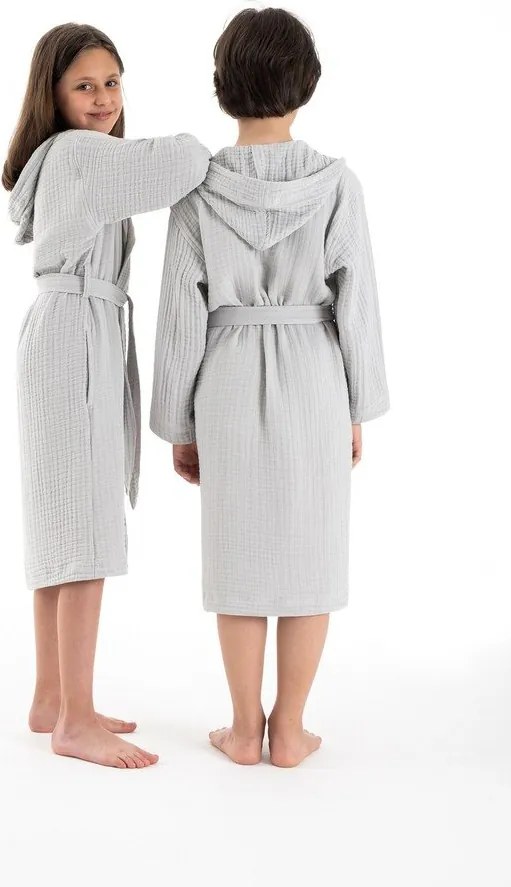 Halat pentru copii gri pentru 9-10 ani din muselină Muslin – Foutastic