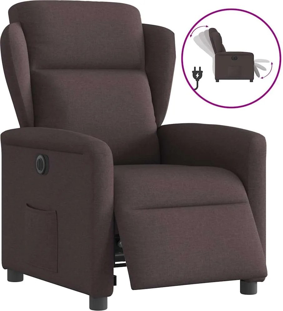 vidaXL Fotoliu rabatabil electric, maro închis, material textil