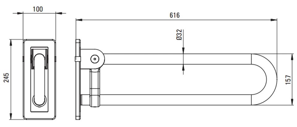 Bara suport ajutatoare rabatabila 60 cm Deante Lehnen crom lucios 600 mm