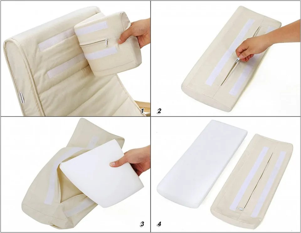 Fotoliu balansoar, lemn de mesteacan / textil, crem, Songmics, LYY10M
