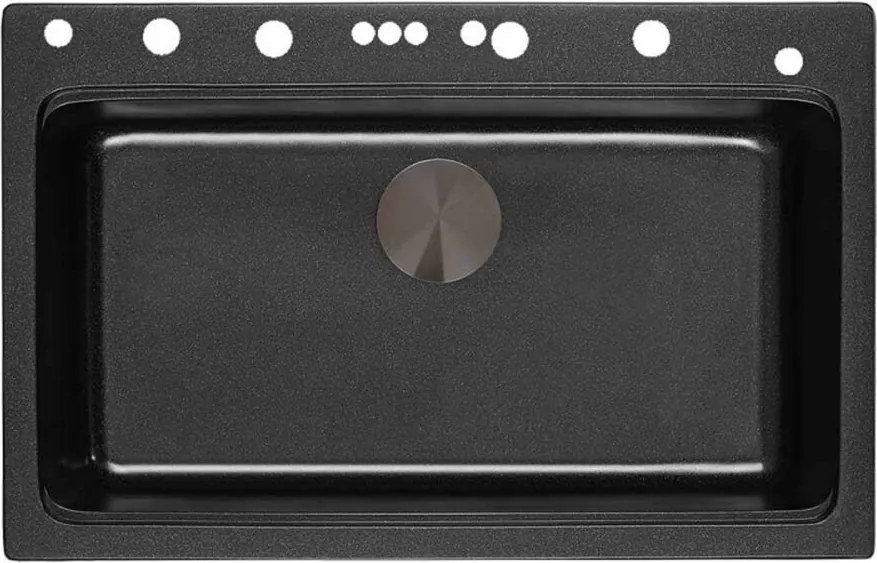 Chiuveta compozit Inter Ceramic finisaj granit negru 76x49 cm cu orificiu baterie