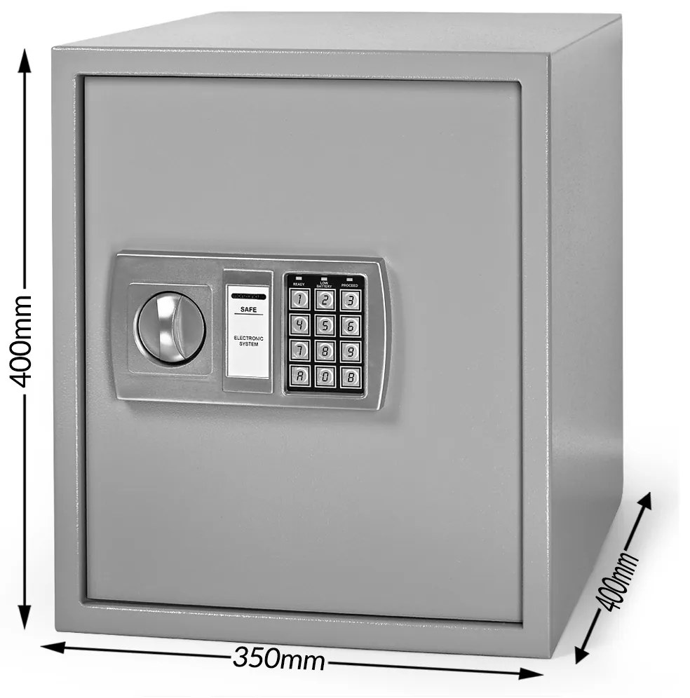 Seif electronic mobilier Usa de 4 mm Otel Gri 35 x 40 x 40 cm inclusiv baterii