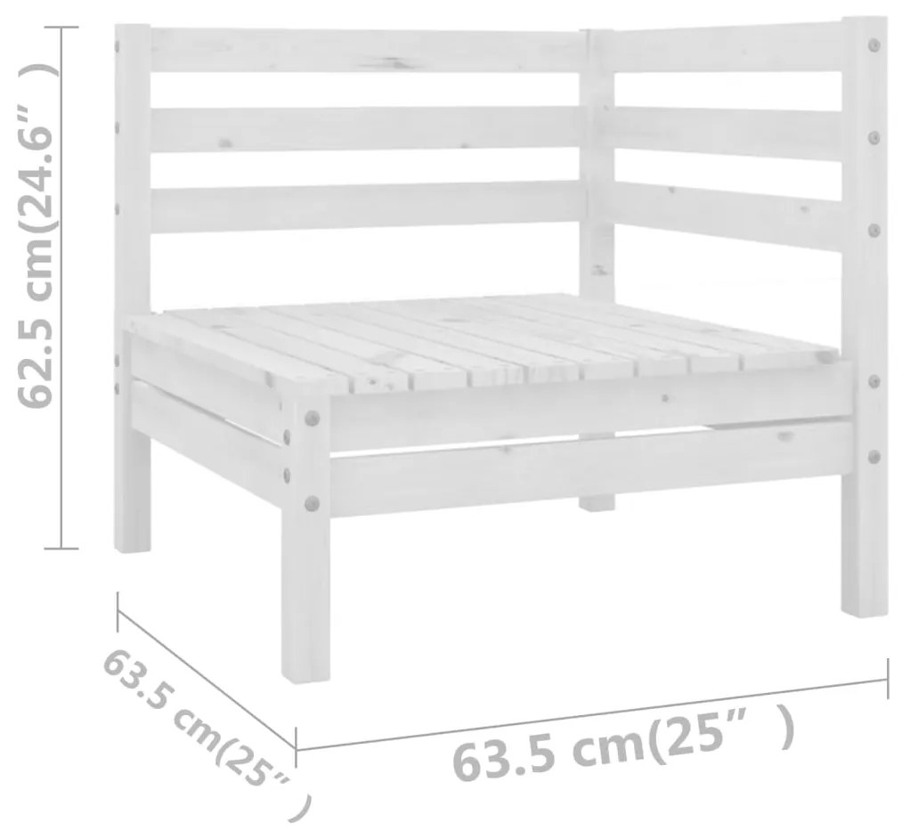 Set mobilier de gradina, 8 piese, alb, lemn masiv de pin Alb, 1