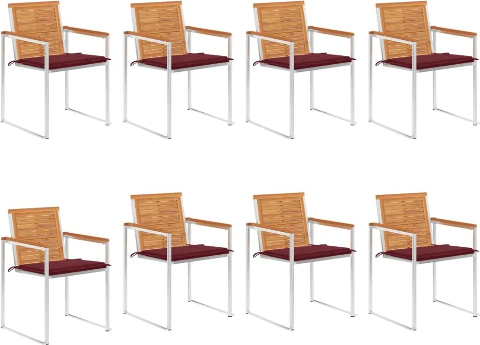 vidaXL Scaune de grădină cu perne, 8 buc., lemn masiv de acacia