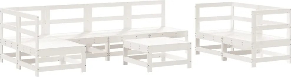 vidaXL Set mobilier relaxare grădină, 8 piese, alb, lemn masiv de pin