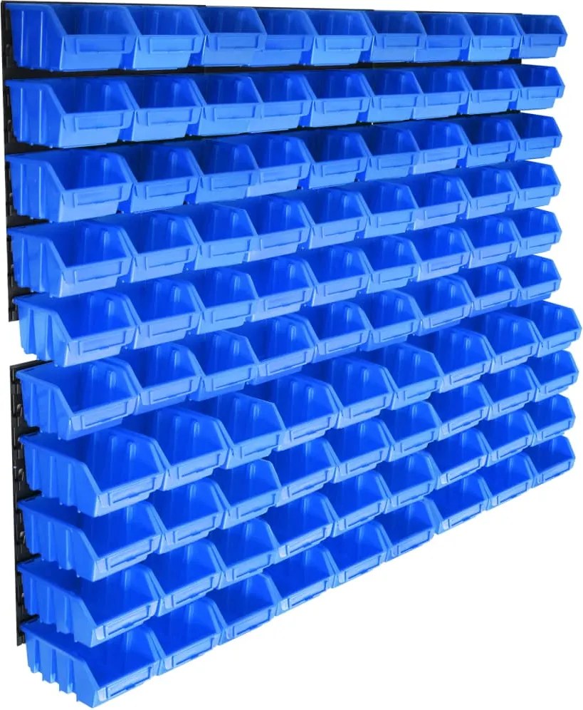 vidaXL Set coșuri de depozitare 96 piese cu panouri de perete albastru