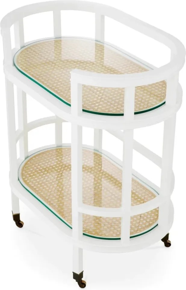 Gheridon LUX, Lemn, Rattan, Bahamas alb