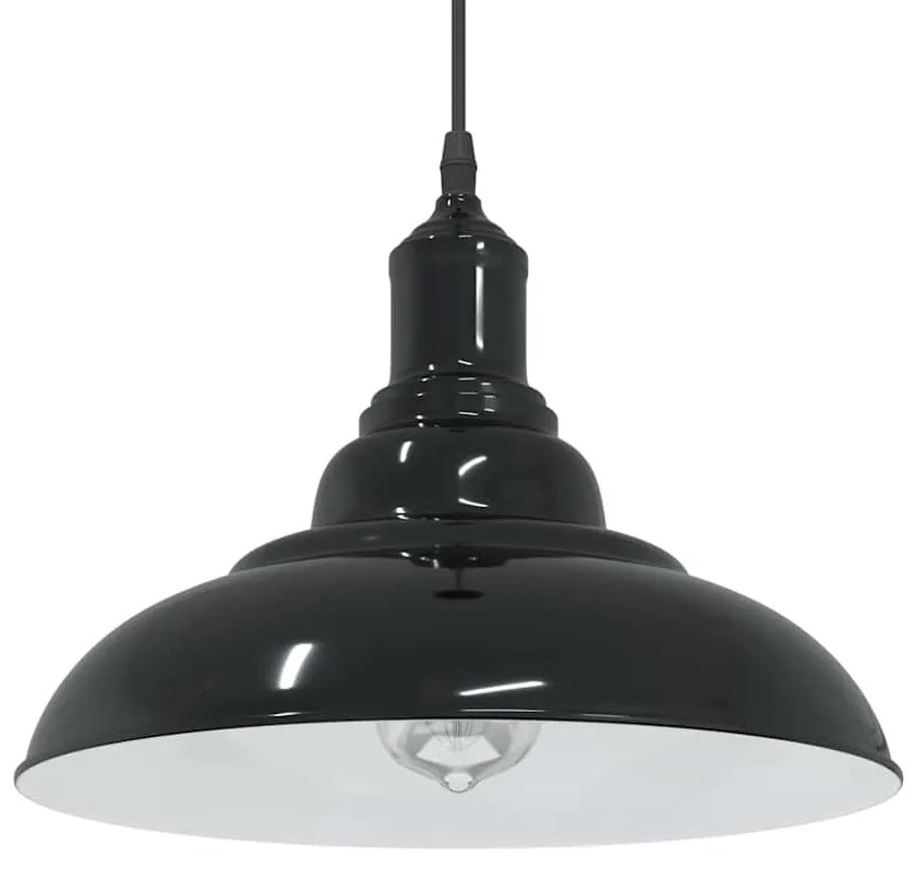 vidaXL Lampă suspendată reglabilă pe înălțime E27 negru lucios metal