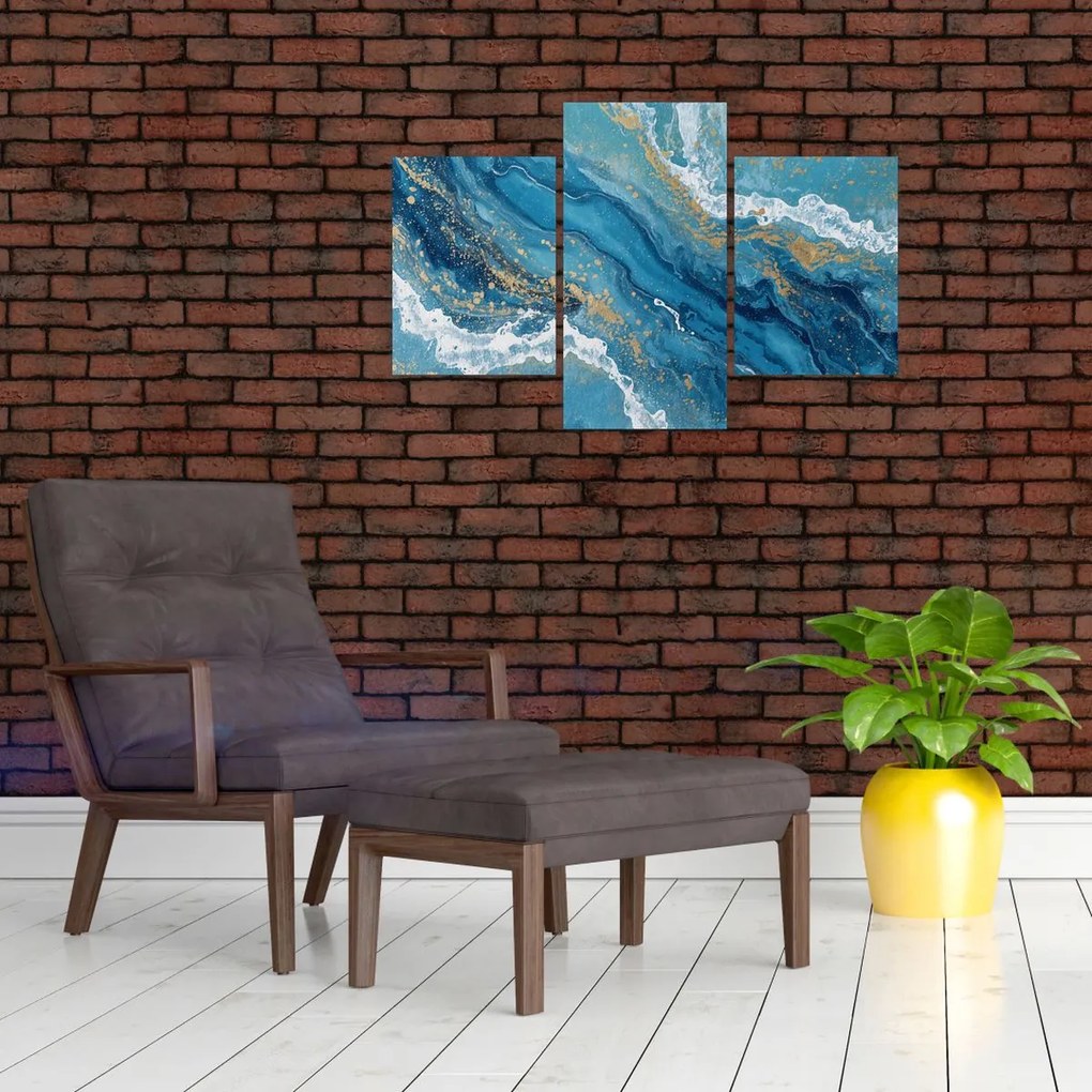Tablou - Marmură bleu cu aur II. (90x60 cm)