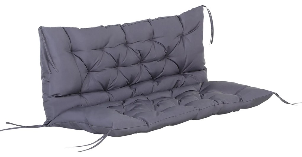Outsunny Pernă pentru Scaun și Spătar pentru Bancă de Grădină leagăn canapea 2 Locuri Mare Confort 132 x 110 x 10 cm Gri | Aosom Romania