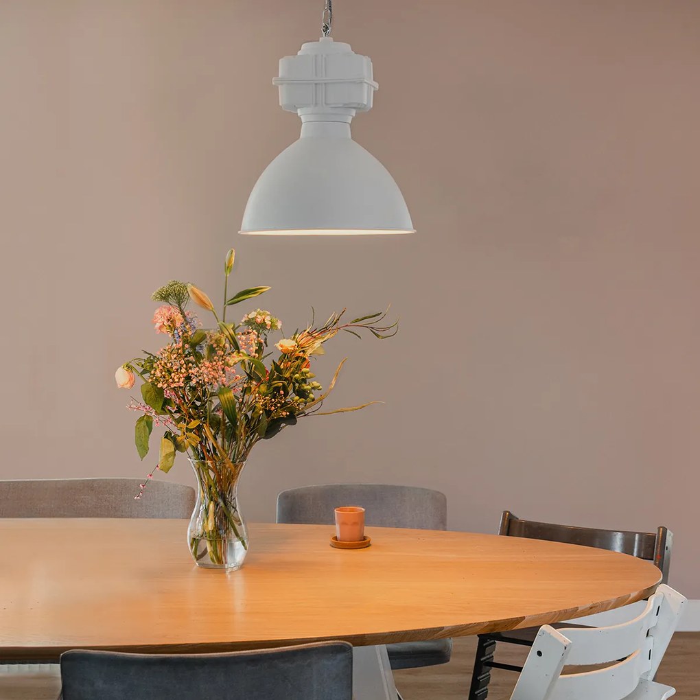 Lampă industrială suspendată mică alb mat - Sicko