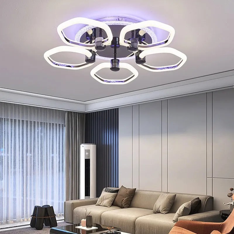 Lustra Led Cu Telecomanda, Elit's, Opal K, 136 w Intensitate Reglabila, RGB, NEGRU
