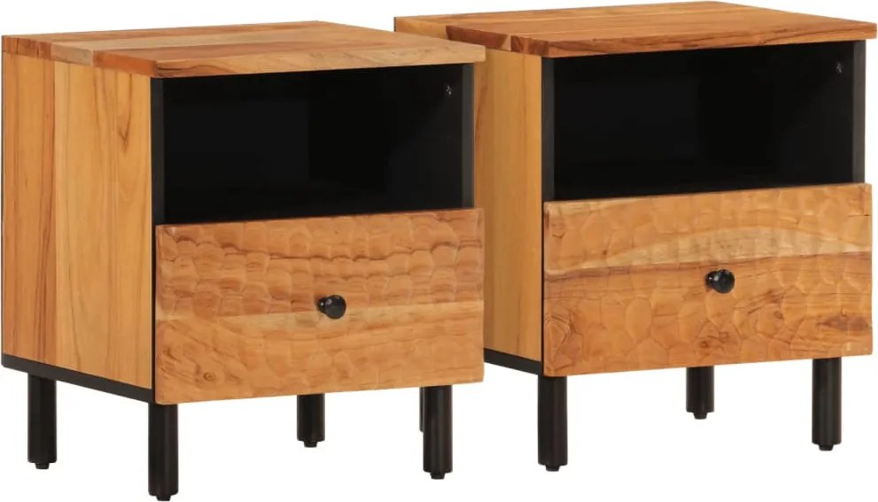 vidaXL Noptiere, 2 buc., 40x33x46 cm, lemn masiv de acacia