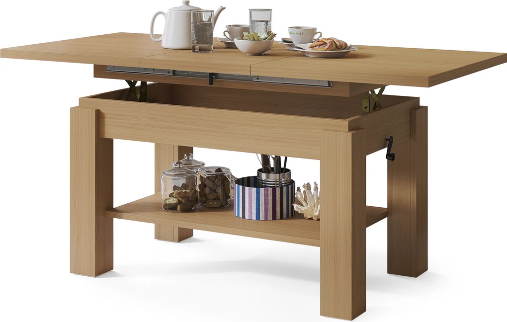 Mazzoni ASTORIA Stejar Oasis - MĂSUȚĂ EXTENSIBILĂ MĂSUȚĂ DE CAFEA CU RAFT