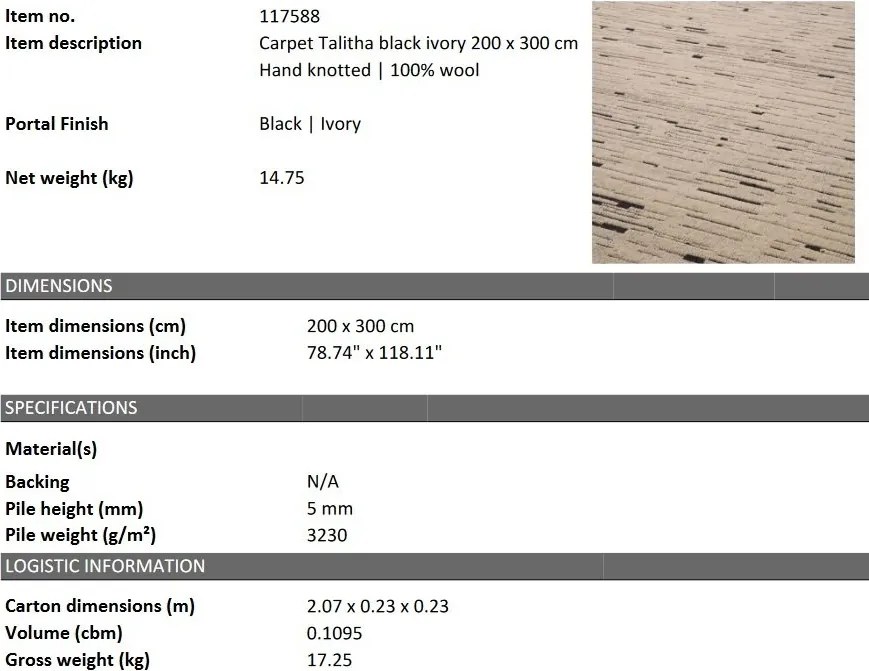 Covor design LUX tesut manual Talitha 200x300cm