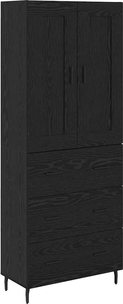 vidaXL Bufet cu sertar 2 pcs Stejar Negru Lemn compozit