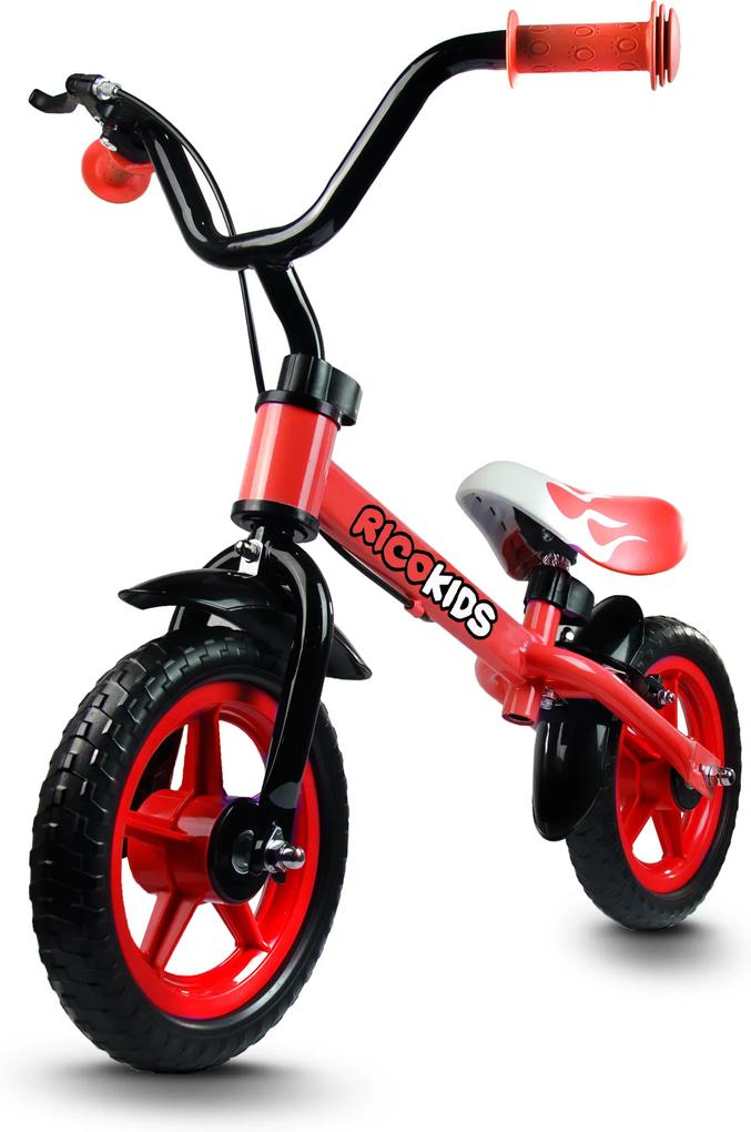 Bicicleta fara pedale pentru copii cu frana, din otel, 10", rosu