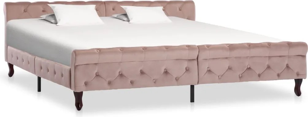 vidaXL Cadru de pat, roz, 200 x 200 cm, catifea