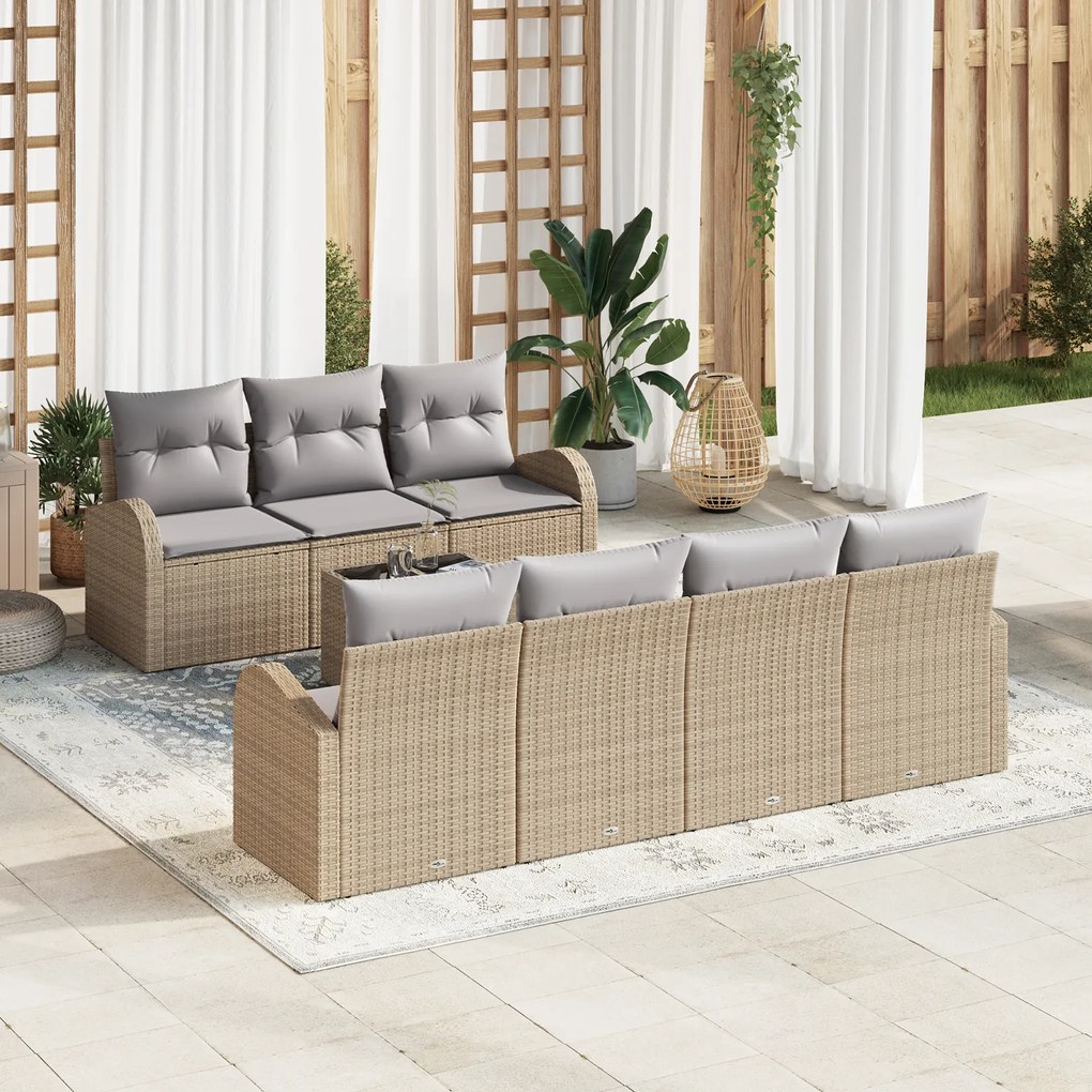 vidaXL Set de canapele pentru grădină 8 pcs Bej 55 x 55 x 37 cm