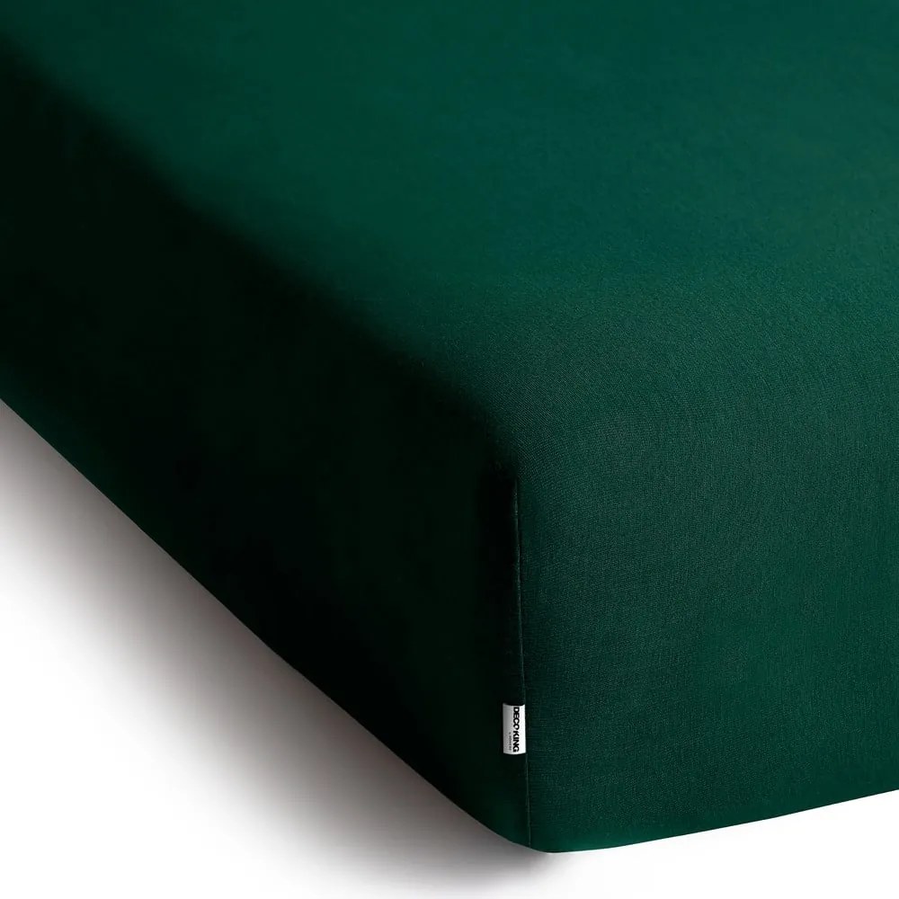 Cearceaf verde din jerseu cu elastic 160x200 cm Amber – Restilo