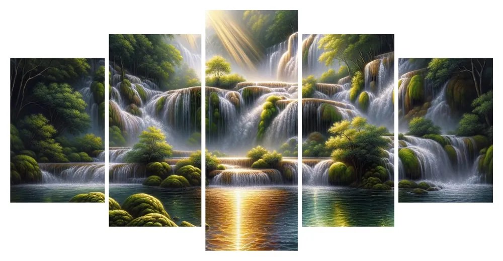 Tablou 5-piese cascade sclipitoare