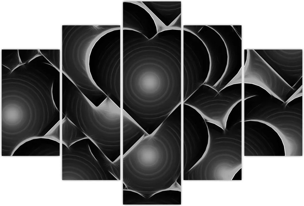 Tablou cu inimile alb - negre (150x105 cm)