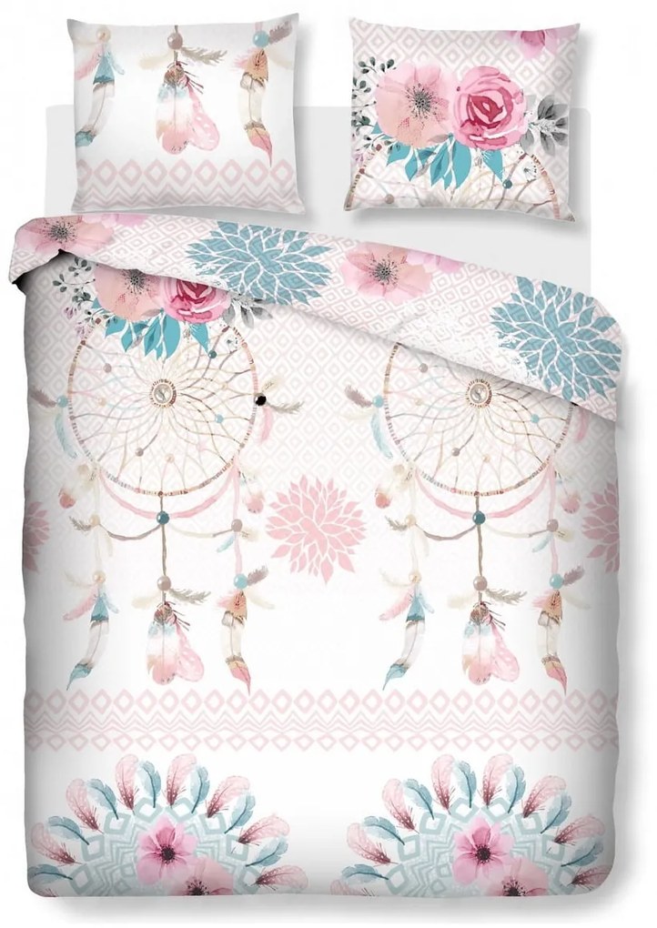 Lenjerie de pat dubla King Size, Machupicchu, Bedora, 4 piese, 240x240 cm, 100% bumbac, multicolor