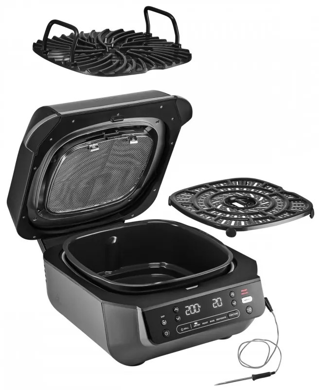 Friteuza cu aer cald si grill 5in1 Ninja Foodi Smart EG351EU, 1760W, 5.7 L, Pana la 4 portii, 5 moduri, Cyclonic Air, Smart Cook, Acoperire ceramica, Negru/Inox